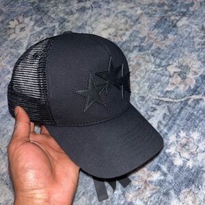 Amiri 3 Star Trucker Hat Black / Black